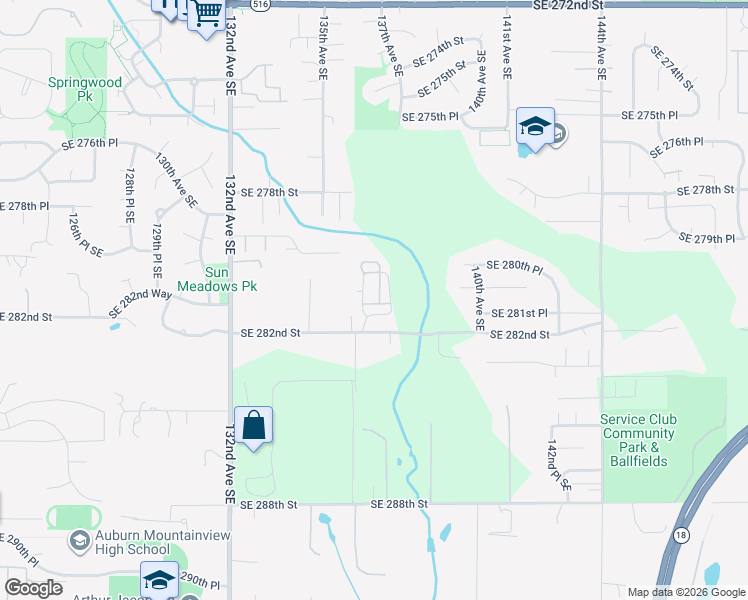 map of restaurants, bars, coffee shops, grocery stores, and more near 28117 136th Avenue Southeast in Kent
