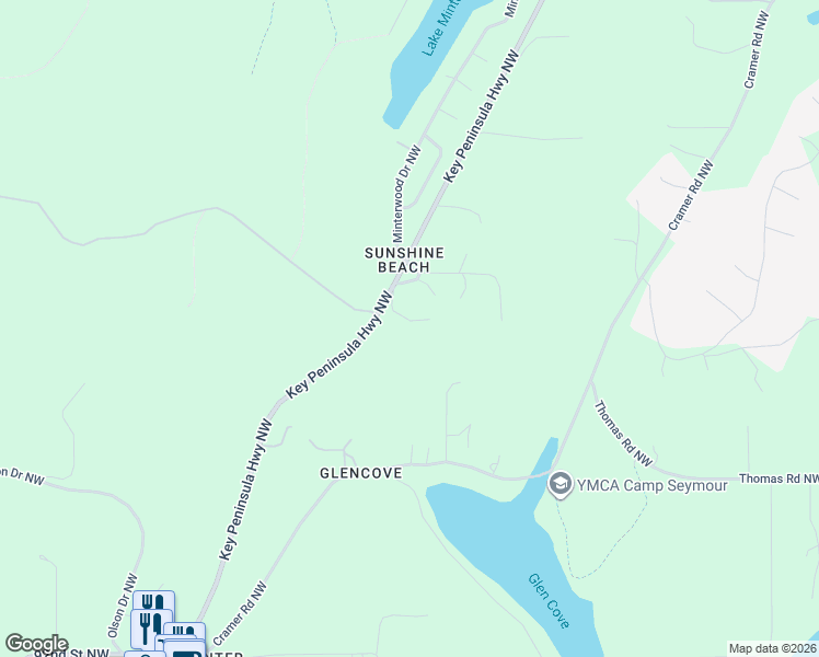 map of restaurants, bars, coffee shops, grocery stores, and more near 10101 Key Peninsula Highway Northwest in Gig Harbor