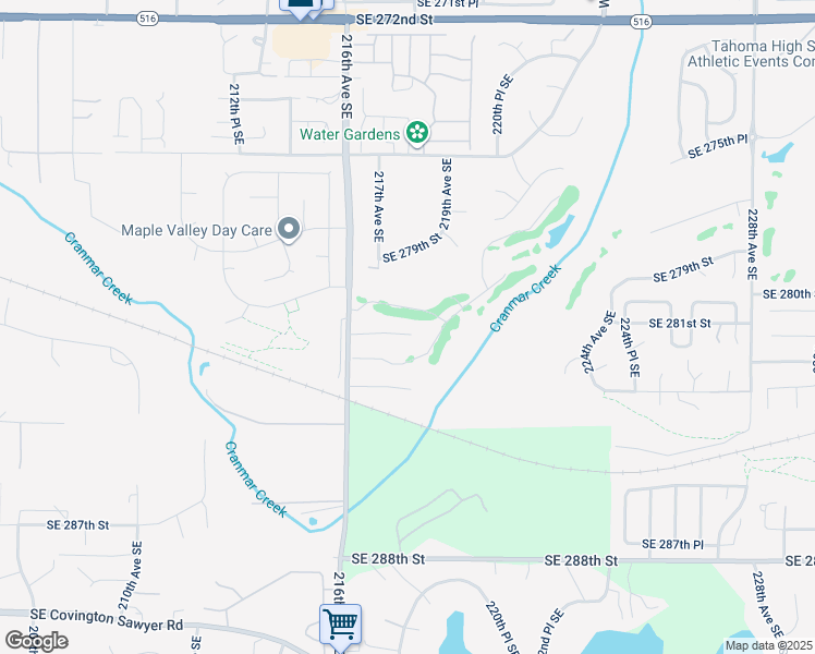 map of restaurants, bars, coffee shops, grocery stores, and more near 21660 Southeast 281st Street in Maple Valley