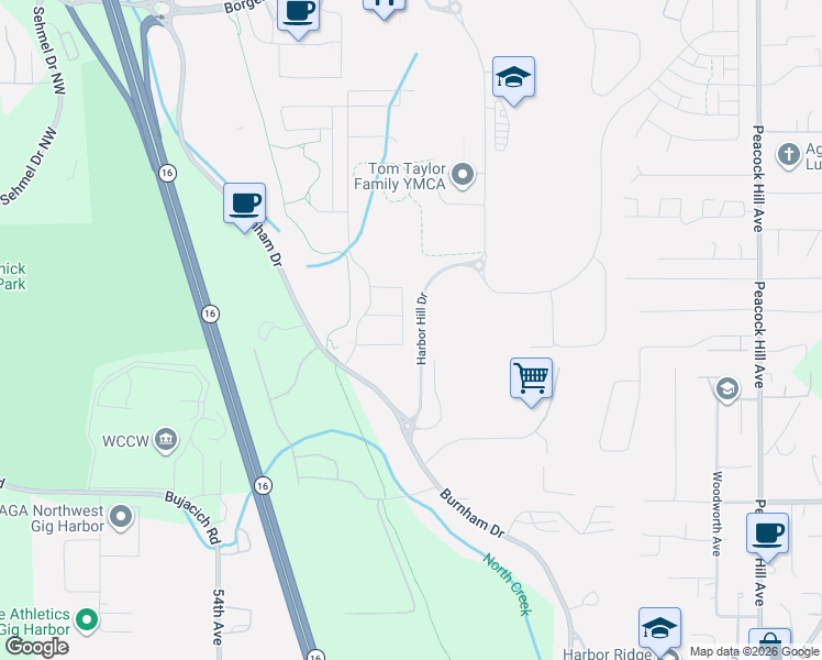 map of restaurants, bars, coffee shops, grocery stores, and more near 10067 Veteran Avenue in Gig Harbor