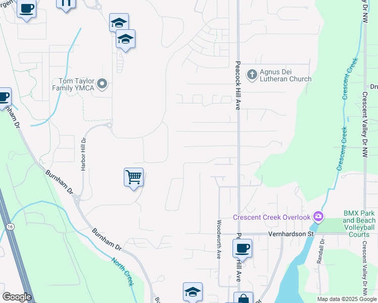 map of restaurants, bars, coffee shops, grocery stores, and more near 4106 101st Street Court Northwest in Gig Harbor