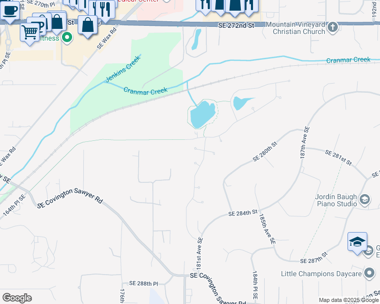 map of restaurants, bars, coffee shops, grocery stores, and more near 17955 Southeast 280th Place in Kent