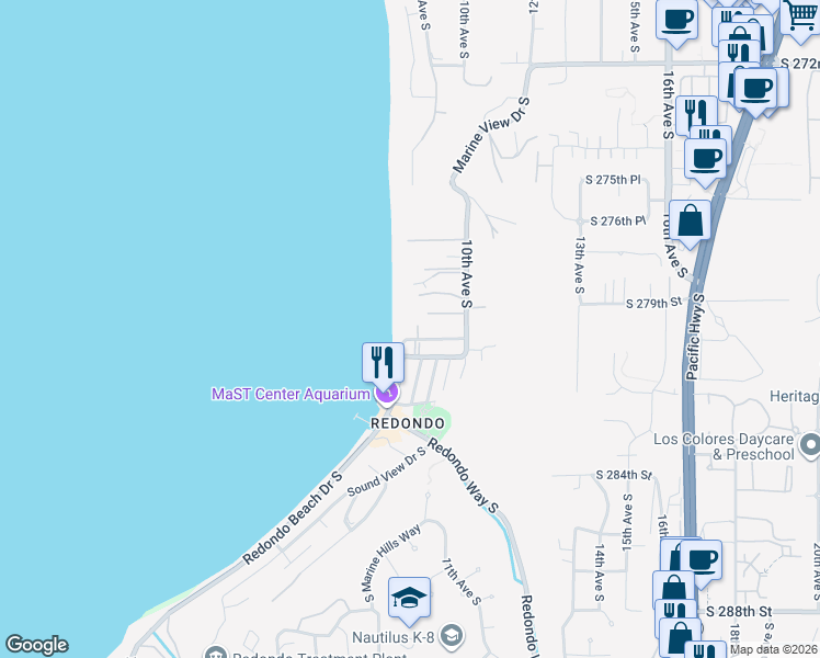 map of restaurants, bars, coffee shops, grocery stores, and more near 702 South 280th Street in Des Moines