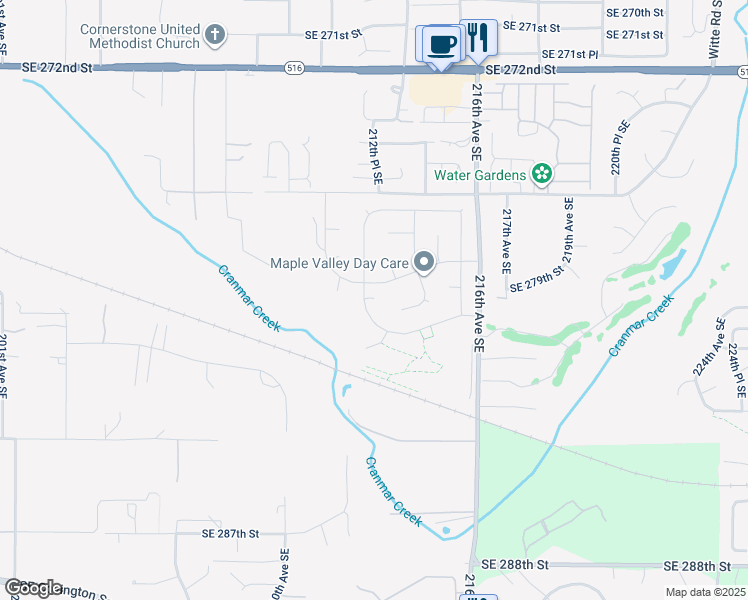 map of restaurants, bars, coffee shops, grocery stores, and more near 25315 Southeast 279th Place in Maple Valley
