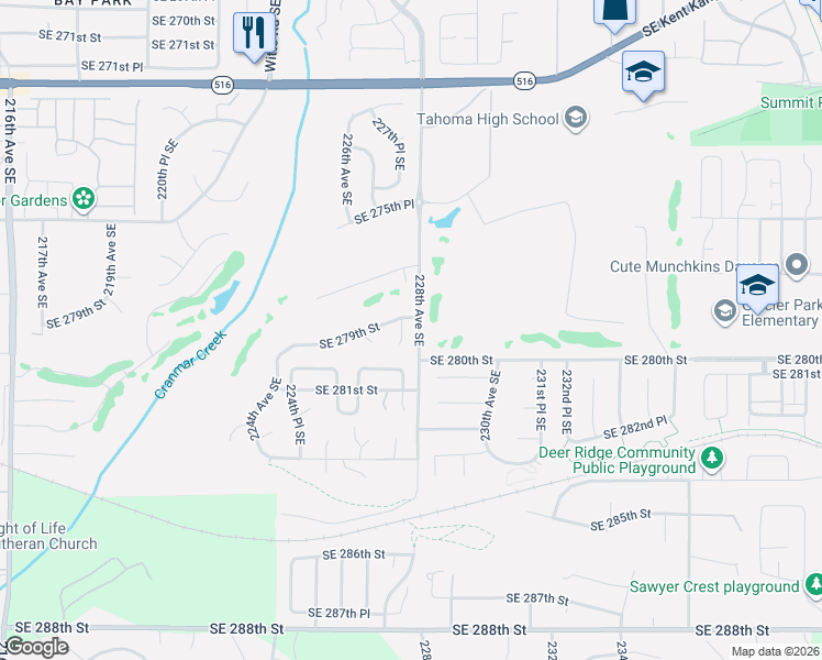map of restaurants, bars, coffee shops, grocery stores, and more near 27910 227th Court Southeast in Maple Valley