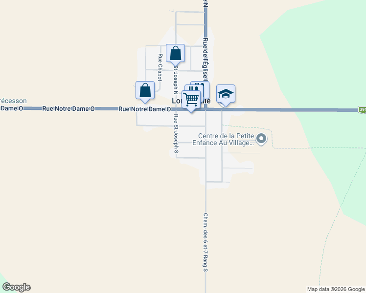 map of restaurants, bars, coffee shops, grocery stores, and more near 8 Rue Gauvin in Lorrainville
