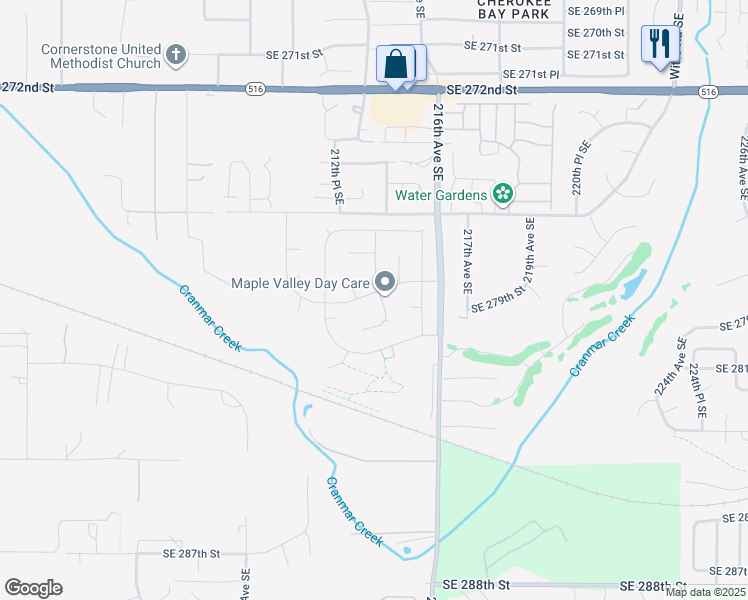 map of restaurants, bars, coffee shops, grocery stores, and more near 27801 214th Avenue Southeast in Maple Valley
