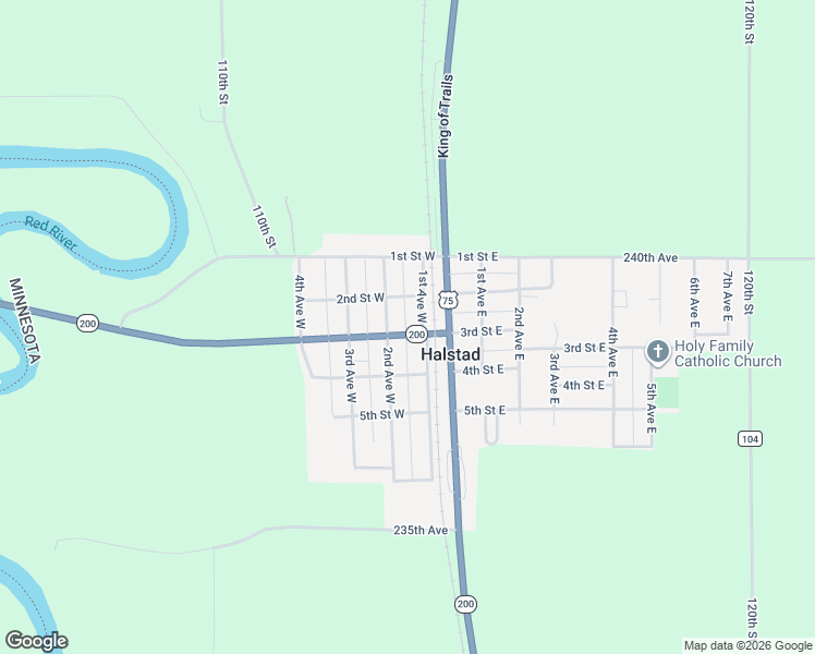 map of restaurants, bars, coffee shops, grocery stores, and more near 228 2nd Avenue West in Halstad