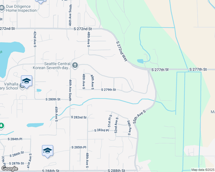 map of restaurants, bars, coffee shops, grocery stores, and more near 27824 50th Place South in Auburn