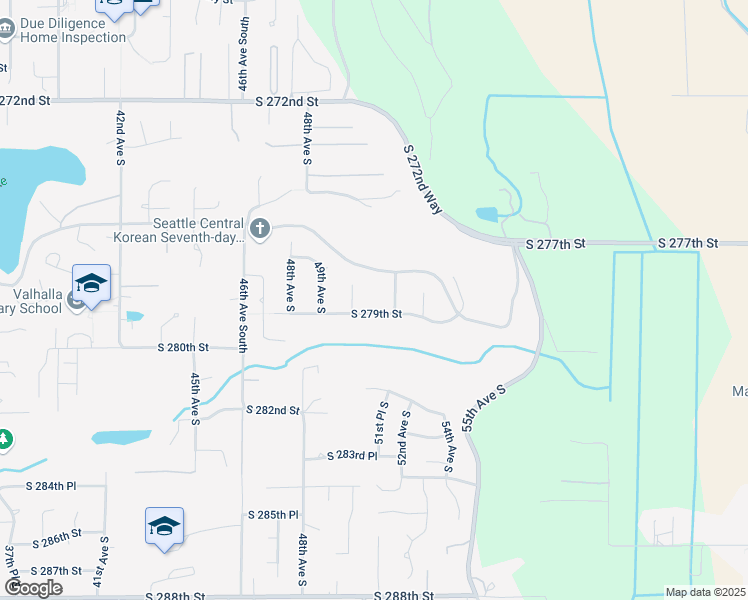 map of restaurants, bars, coffee shops, grocery stores, and more near 27824 50th Place South in Auburn