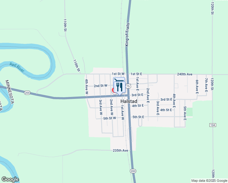 map of restaurants, bars, coffee shops, grocery stores, and more near 228 2nd Avenue West in Halstad