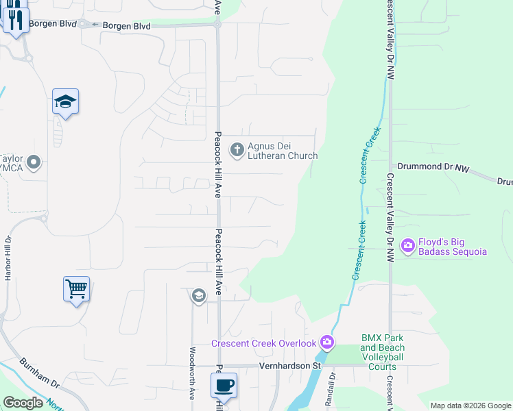 map of restaurants, bars, coffee shops, grocery stores, and more near 3620 Harborcrest Court Northwest in Gig Harbor
