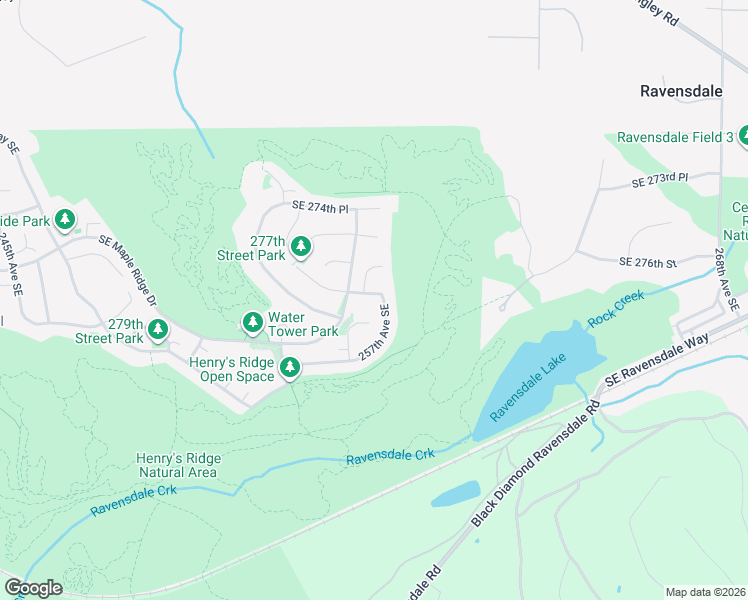 map of restaurants, bars, coffee shops, grocery stores, and more near 27684 Southeast 256th Place in Maple Valley