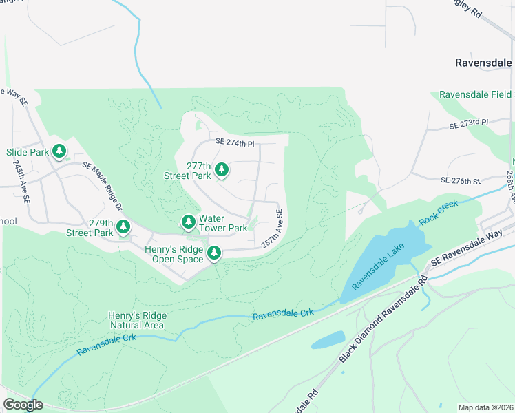map of restaurants, bars, coffee shops, grocery stores, and more near 25509 Southeast 277th Street in Maple Valley