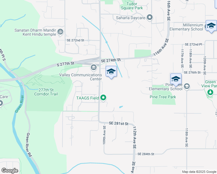 map of restaurants, bars, coffee shops, grocery stores, and more near 27710 108th Ave SE in Kent