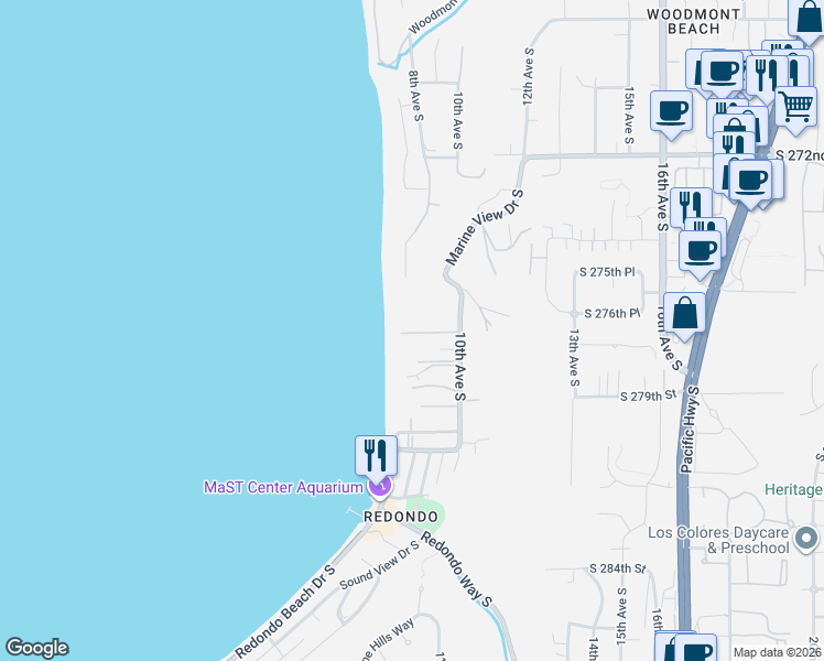 map of restaurants, bars, coffee shops, grocery stores, and more near 902 South 277th Street in Des Moines