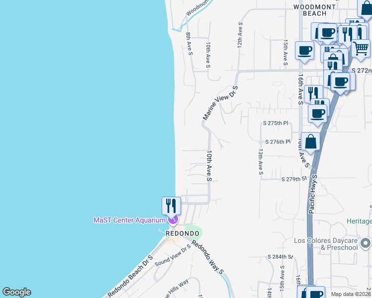 map of restaurants, bars, coffee shops, grocery stores, and more near 902 South 277th Street in Des Moines