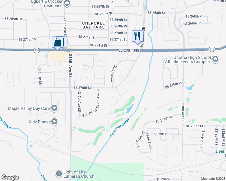 map of restaurants, bars, coffee shops, grocery stores, and more near 27614 220th Court Southeast in Maple Valley