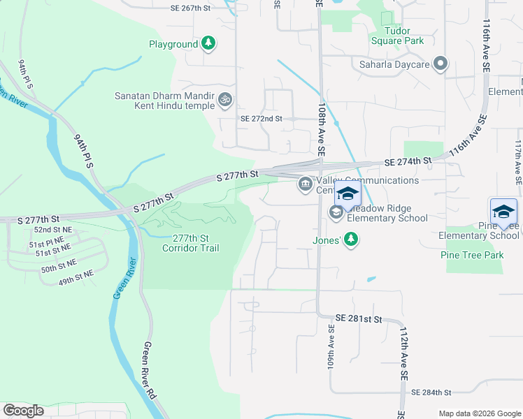 map of restaurants, bars, coffee shops, grocery stores, and more near 27801 106th Avenue Southeast in Kent