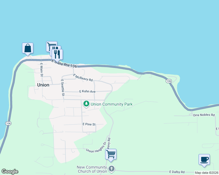 map of restaurants, bars, coffee shops, grocery stores, and more near 440 East McReavy Road in Union