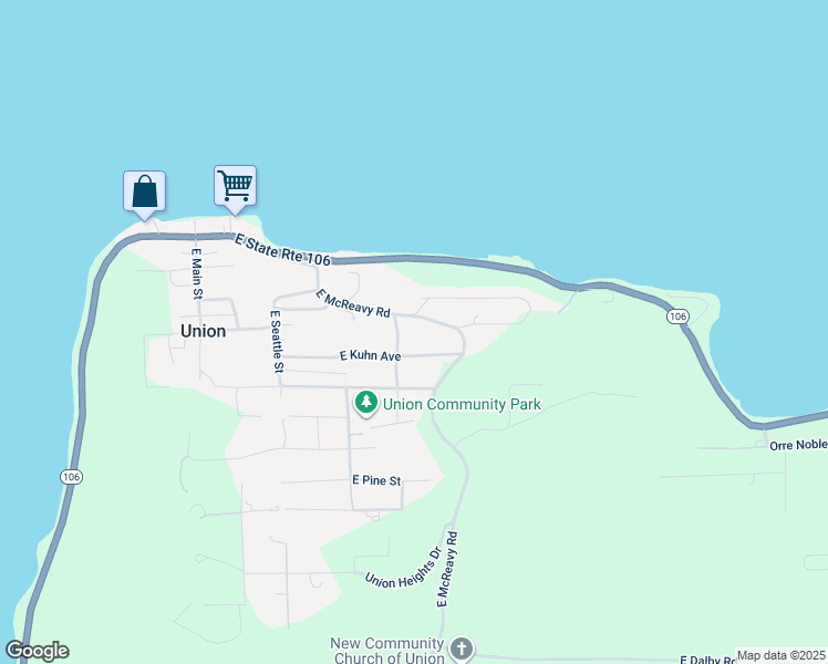 map of restaurants, bars, coffee shops, grocery stores, and more near 320 East McReavy Road in Union