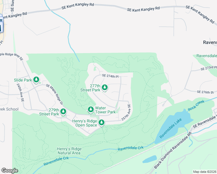map of restaurants, bars, coffee shops, grocery stores, and more near 25424 Southeast 275th Place in Maple Valley