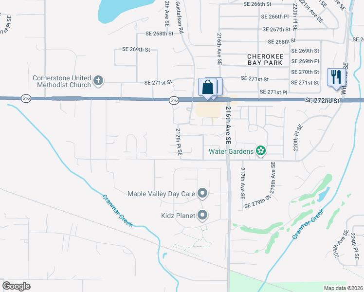 map of restaurants, bars, coffee shops, grocery stores, and more near 27552 212th Place Southeast in Maple Valley