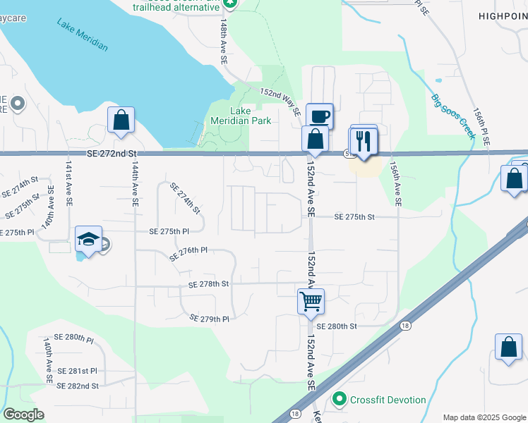 map of restaurants, bars, coffee shops, grocery stores, and more near 27478 149th Place Southeast in Kent