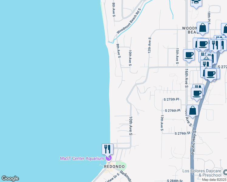 map of restaurants, bars, coffee shops, grocery stores, and more near 27433 8th Avenue South in Des Moines