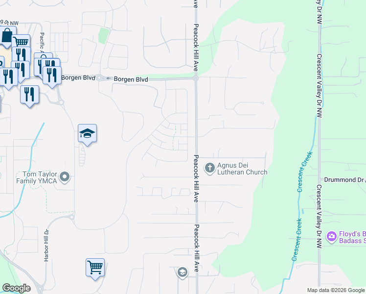 map of restaurants, bars, coffee shops, grocery stores, and more near 3855 SAWTOOTH COURT in Gig Harbor