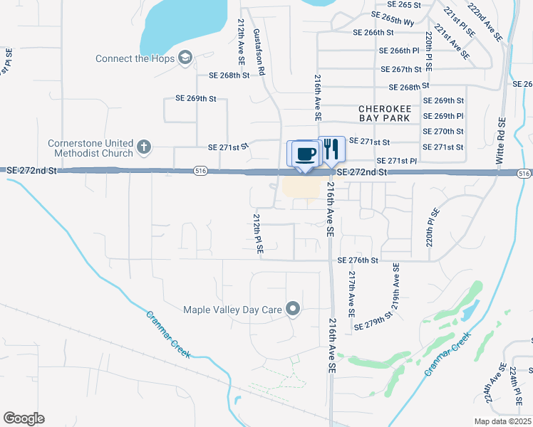 map of restaurants, bars, coffee shops, grocery stores, and more near 21227 Southeast 273rd Place in Maple Valley