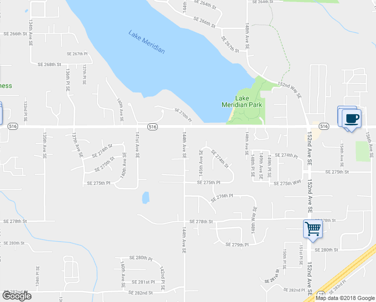 map of restaurants, bars, coffee shops, grocery stores, and more near 14403 Southeast 273rd Court in Kent