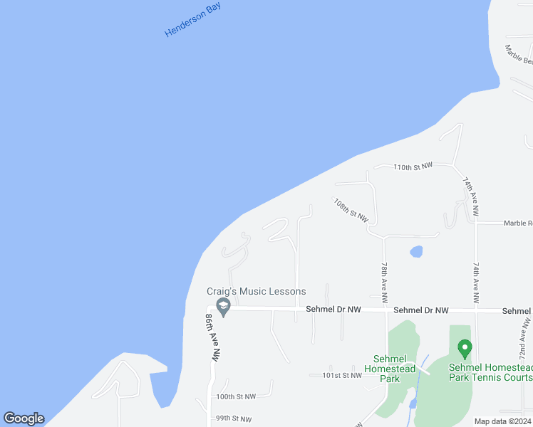 map of restaurants, bars, coffee shops, grocery stores, and more near 8307 104th Street Northwest in Gig Harbor