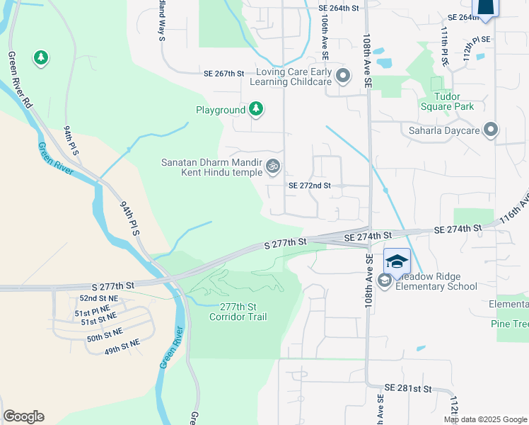 map of restaurants, bars, coffee shops, grocery stores, and more near 27223 103rd Place Southeast in Kent