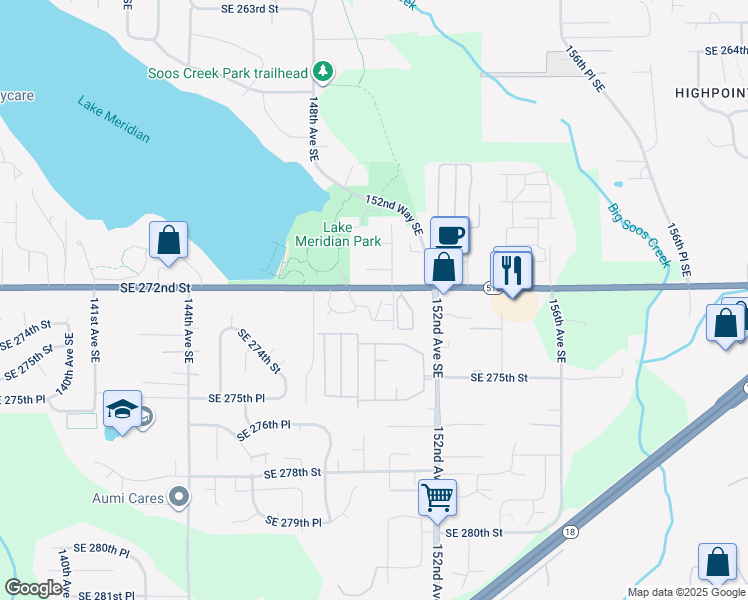 map of restaurants, bars, coffee shops, grocery stores, and more near 14901 Southeast 272nd Street in Kent