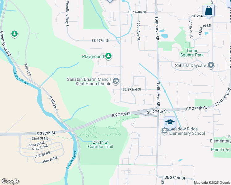 map of restaurants, bars, coffee shops, grocery stores, and more near 27206 103rd Place Southeast in Kent