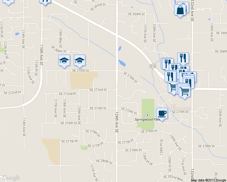 map of restaurants, bars, coffee shops, grocery stores, and more near 27205 124th Avenue Southeast in Kent