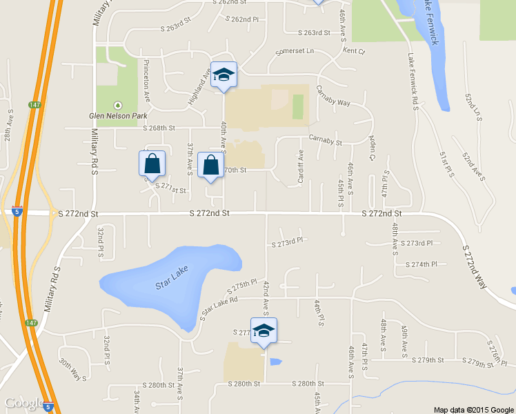 map of restaurants, bars, coffee shops, grocery stores, and more near 27130 41st Place South in Kent