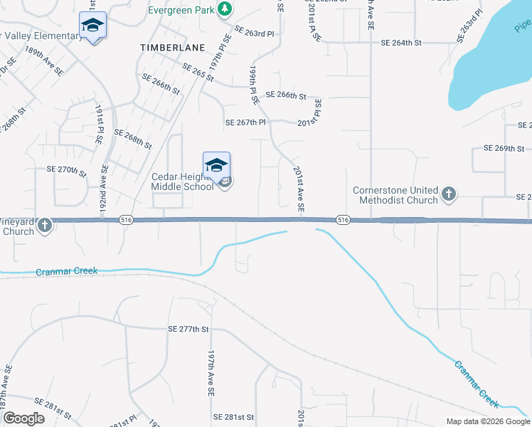 map of restaurants, bars, coffee shops, grocery stores, and more near 19850 Southeast 272nd Street in Kent