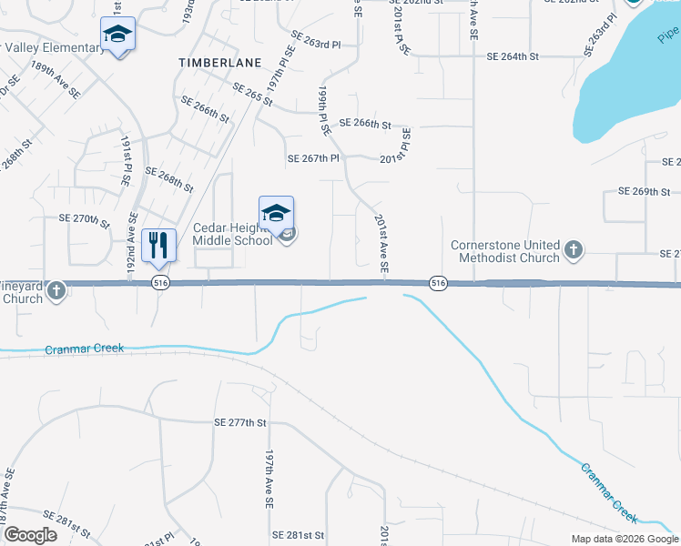 map of restaurants, bars, coffee shops, grocery stores, and more near 19850 Southeast 272nd Street in Kent