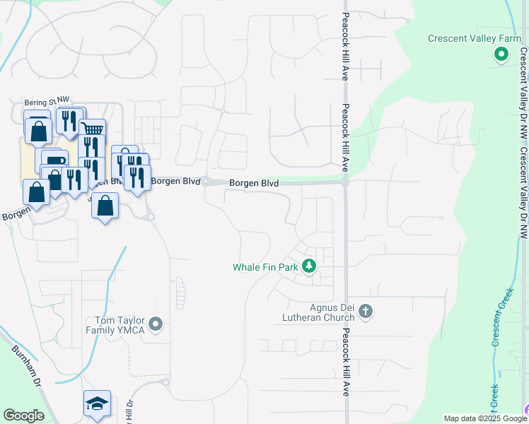 map of restaurants, bars, coffee shops, grocery stores, and more near 4330 Borgen Boulevard in Gig Harbor