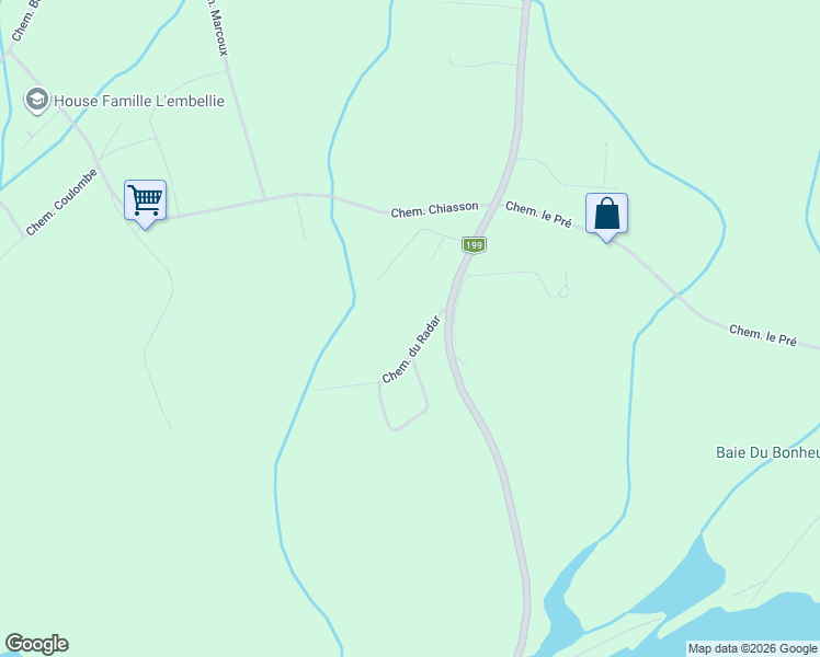 map of restaurants, bars, coffee shops, grocery stores, and more near 46 Chemin du Radar in Gaspésie–Îles-de-la-Madeleine
