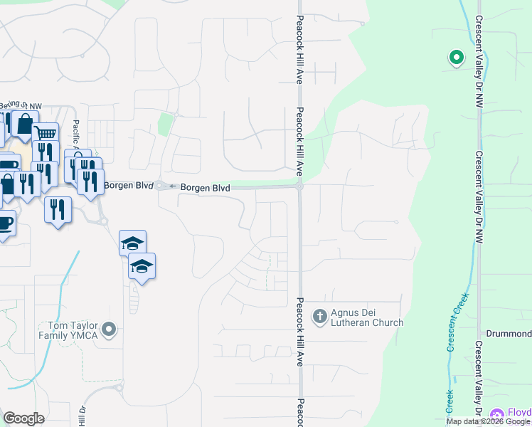 map of restaurants, bars, coffee shops, grocery stores, and more near 11076 Pershing Place in Gig Harbor