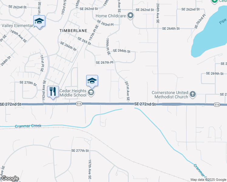 map of restaurants, bars, coffee shops, grocery stores, and more near 19844 Southeast 272nd Street in Covington
