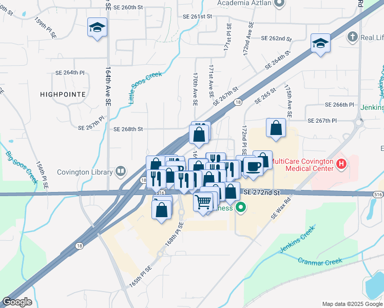 map of restaurants, bars, coffee shops, grocery stores, and more near in Covington