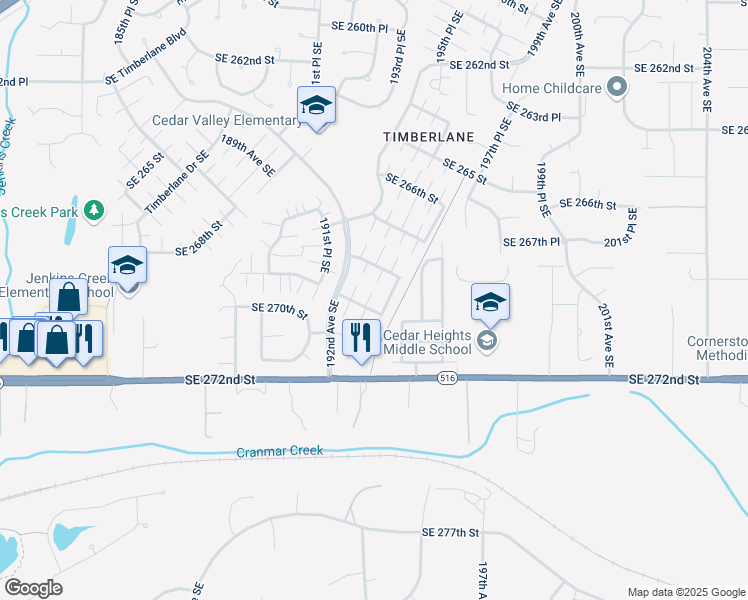 map of restaurants, bars, coffee shops, grocery stores, and more near 26805 194th Avenue Southeast in Covington