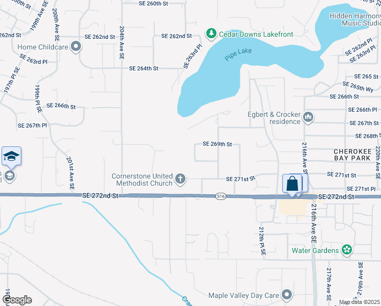 map of restaurants, bars, coffee shops, grocery stores, and more near 26915 209th Avenue Southeast in Covington