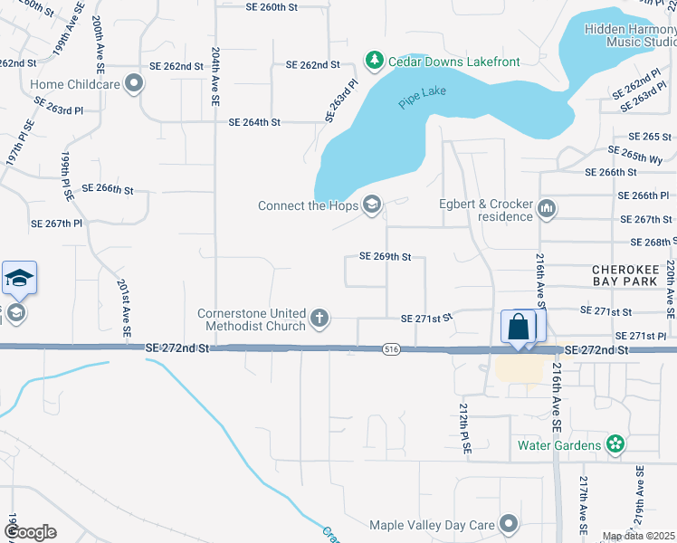 map of restaurants, bars, coffee shops, grocery stores, and more near 26915 209th Avenue Southeast in Covington