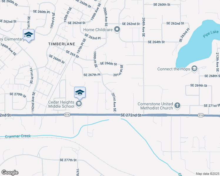map of restaurants, bars, coffee shops, grocery stores, and more near 20007 Southeast 268th Street in Covington