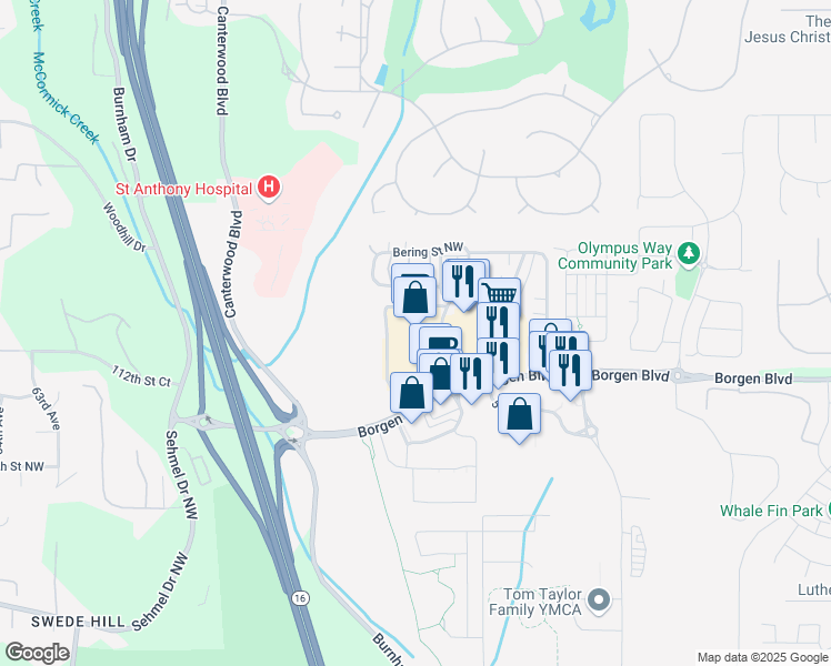map of restaurants, bars, coffee shops, grocery stores, and more near 11400 51st Avenue Northwest in Gig Harbor
